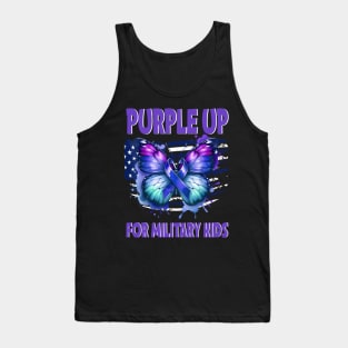 Purple Up For Military Kids Military Child Month USA Flag Tank Top